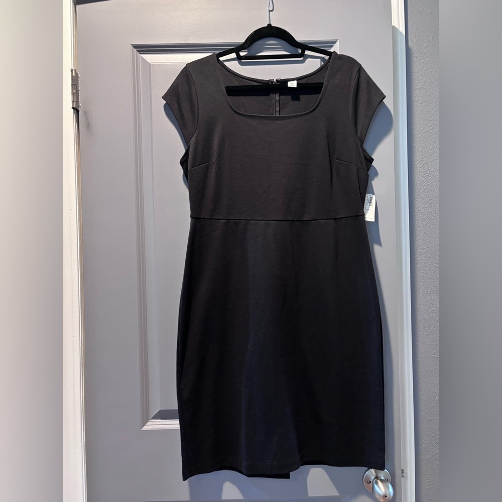Old Navy Black Sheath Midi Dress with Dolman Cap Sleeves